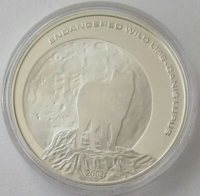 Mongolia 500 Togrog 2003 Wildlife Wolf Silver - Image 1 of 2