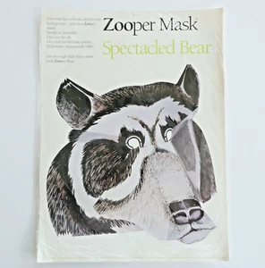 Máscara de papel Zooper oso de anteojos Lincoln Zoological Society nueva de colección 1985 - Imagen 1 de 6
