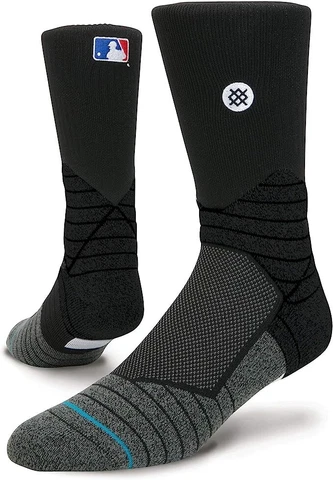 Men's MLB Baseball Diamond Pro Primary Crew Black Calf Socks - Size Large Cover