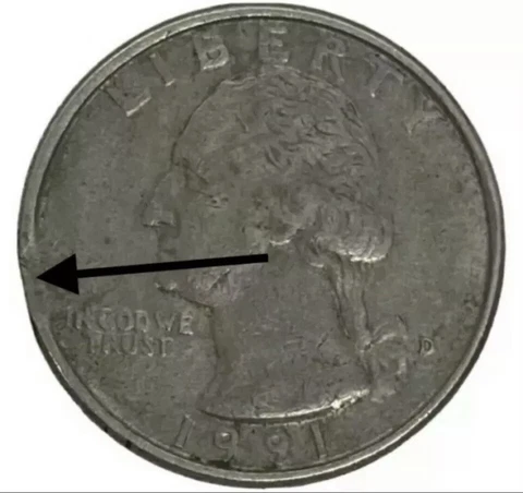 1991 D Washington Quarter Clip Error Cover