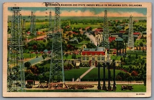 Postcard Oklahoma City OK c1937 Governor's Mansion And State Owned Wells - Picture 1 of 2
