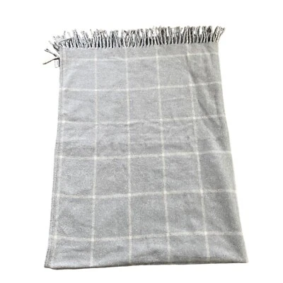 Roca Home Gray Geometric Cotton Blend Blanket 50" X 67" Made In Portugal - Image 1 of 4