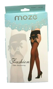 Moze Sexy Black Suspender Tights Open Pantyhose Stockings Crotchless OSFA - Picture 1 of 6