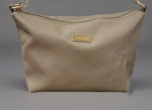 Bebe Crossbody Taupe Vegan Leather Purse Shoulder Bag Simple Zipper Removable - Picture 1 of 12