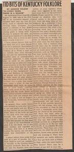 AD HART COUNTY NEWS NOV. 27, 1958 TIDBITS OF KENTUCKY FOLKLORE ARTICLE - Picture 1 of 1