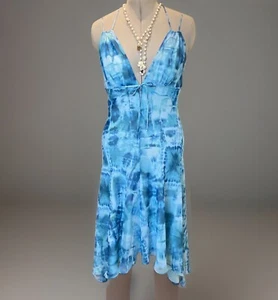 Escada Sexy Dress Summer Sundress Size UK L/42 Blue Lined Silk Quality NEW NoTag - Picture 1 of 12