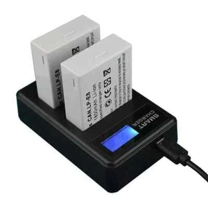 2 baterías LP-E8 + LCD cargador USB doble para Canon EOS 550D 600D 650D 700D T2i T5i - Imagen 1 de 7