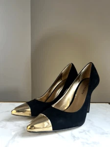 Suela de sociedad de tacones dorados negros para mujer - Imagen 1 de 8