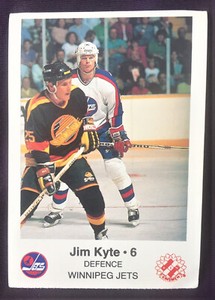 1988-89 Original Winnipeg Jets, Police-Kinsmen, Hockey Card, #6 Jim Kyte