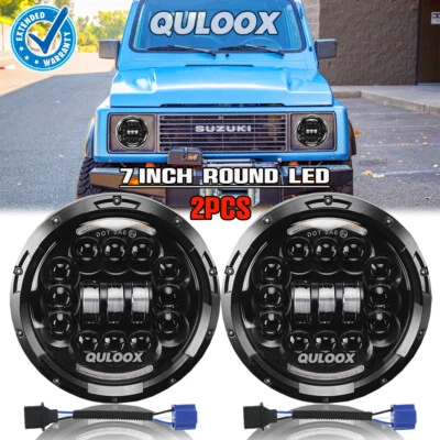 For 1986-1995 Suzuki Samurai SJ410 Pair 7Inch LED Round Headlight HI Lo Beam DRL - Image 1 of 4