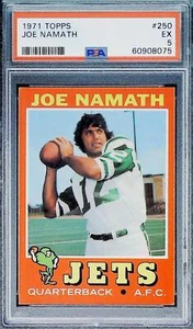 1971 Topps Football #250 Joe Namath New York Jets PSA 5 EX Trading Card - Picture 1 of 2
