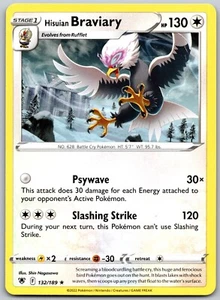 Carta Pokémon Hisuian Braviary 132/189 Rara Resplandor Astral - Casi Nueva - Imagen 1 de 2