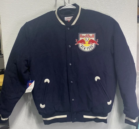 Mitchell & Ness New York Red Bulls Mens Wool Varsity Jacket Black Size Large NWT Cover