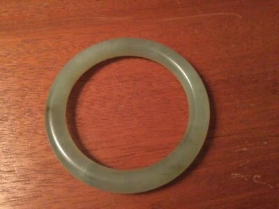 Vintage Chinese Translucent Green Jade Bangle Bracelet - Image 1 of 4