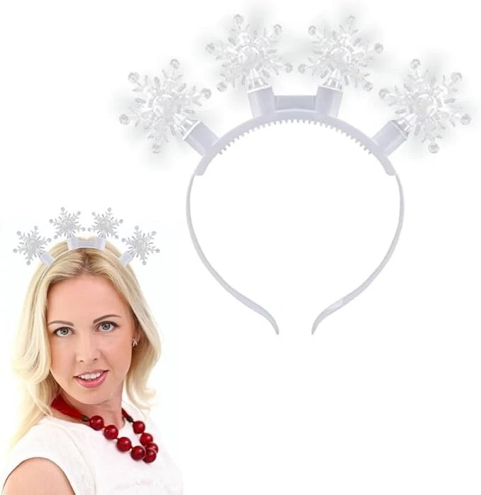 KRD LTD 1 x Light Up Snowflake Headband Xmas Sparkly Christmas Fancy Dress Accessory