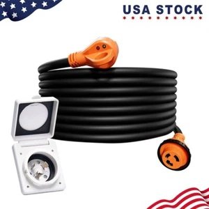 30 Amp 25 ft RV Extension Cord with Polarity LED Light &30A Power Inlet - Picture 1 of 10