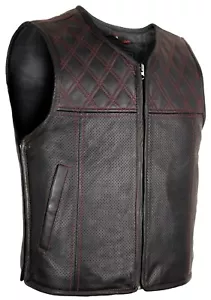 Herren Biker Hunter Stepp Lederkutte Lederweste Motorrad Custom Kutte Perforiert - Bild 1 von 7