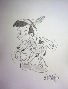 Pinocchio 1940 Willie Ito signiert handgezeichnet Bleistift Animation Kunst 8x11 - Bild 1 von 3
