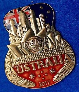 AUSTRALIA 3D CUT OFF SERIES OPERA HOUSE CITY SKYLINE FLAG Hard Rock Cafe PIN LE - Picture 1 of 1
