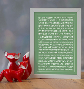 Al Green 'Let's Stay Together' Personalised Favourite Song Lyrics Framed Print