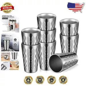 8 Pack 16oz Double Layer Insulated Stainless Steel Cups for Hot & Cold Drinks - Picture 1 of 9