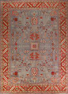 Bohemian Oushak Indian Living Room Rug Hand-Knotted Large Rugs 12x15 ft Grey