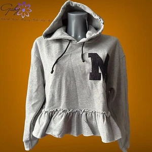 Sudadera con capucha recortada de gran tamaño talla 8-10 gris 12 Midnight para dama - Imagen 1 de 8