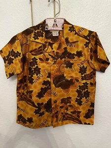 Vintage Royal Hawaiian Yellow Orange Floral Childs Button up - Picture 1 of 8