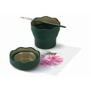 2 gobelets à eau ou peinture, pliables, FABER CASTELL Clic&Go, vert foncé/Neufs - Bild 1 von 1