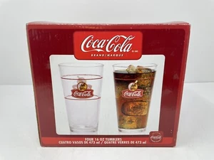 Coca Cola Set of 4 16 oz Glass Tumblers Gibson 2005 Coke Bottle NOS - Picture 1 of 4