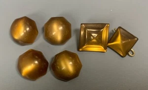 VINTAGE Lot BUTTONS Gold Amber Shinny Shank - Picture 1 of 3