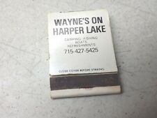 Waynes On Harper Lake Northwest Wisconsin Matchbook Cover Vintage Advertising
