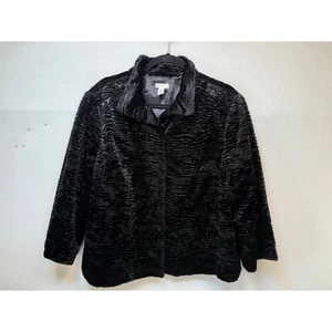 Chico's Faux Fur 3/4 Sleeve Jacket, Black, Size 3 (16/18)  - Picture 1 of 5