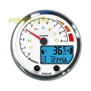 Strumento contachilometri contagiri universale Acewell MA085 CROMATO 15000rpm - Picture 1 of 1