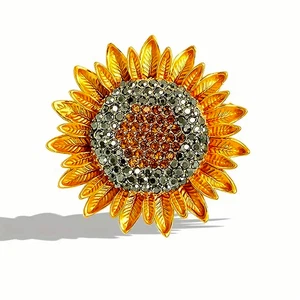 Sonnenblumen Brosche Damen Anstecknadel Strasssteine Mode Blume Blüte Geschenk - Bild 1 von 6
