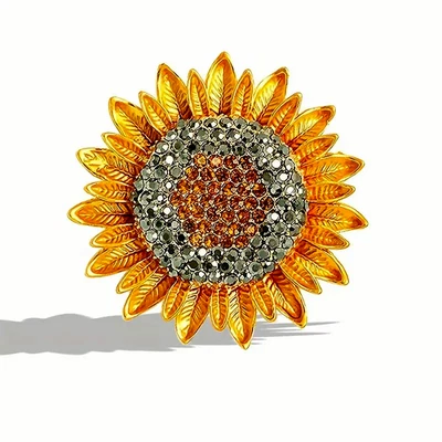 Sonnenblumen Brosche Damen Anstecknadel Strasssteine Mode Blume Blüte Geschenk - Bild 1 von 4