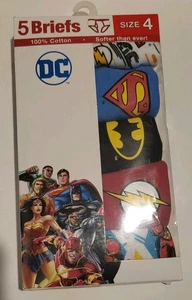 Paquete de 5 calzoncillos 100 % algodón para niños DC Super Hero talla 4 ropa interior, Liga de la Justicia - Imagen 1 de 2