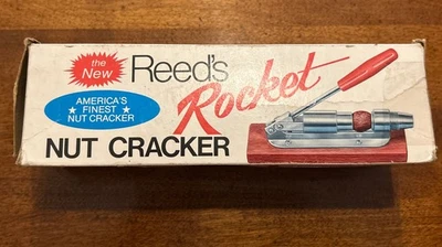 *Vintage Reeds Rocket Nut Cracker Model R400 Yellow Handle Original Box Made USA - Image 1 of 4