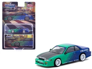 Tarmac Works 1:64 VERTEX Nissan Silvia (S13) Falken Blue / Green - Picture 1 of 2