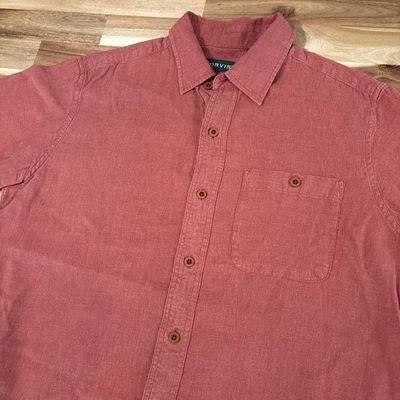 Camisa Orvis Para Hombre Talla M Roja Calce Clásico Mezcla de Cáñamo Manga Corta Abotonada Foto 1 de 4