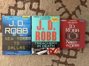 J. D. Robb Audiobook CD Lot- New York To Dallas, Treachery In Death - Imagen 1 de 2