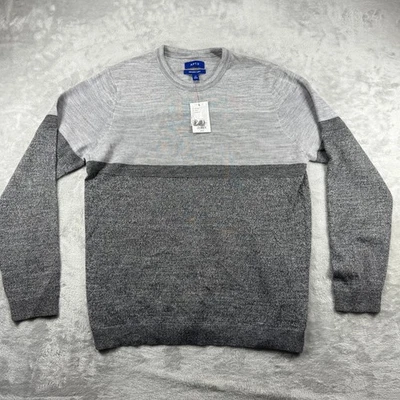 APT 9 Mens M Sweater Crewneck Gray Colorblock Ultrasoft Stretch Knit - Image 1 of 4