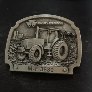 Vintage 1980s “Massey-Ferguson M-F 3680” Belt Buckle Fine Pewter - Picture 1 of 9