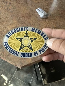 Vintage Associate Member Faternal Order Of Police Clear Hard Plastic Emblem 4.5" - Picture 1 of 5