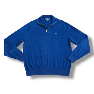 Vineyard Vines Herren Gr. S blau Viertelreißverschluss Baumwolle Pullover klassisch adrett - Bild 1 von 7