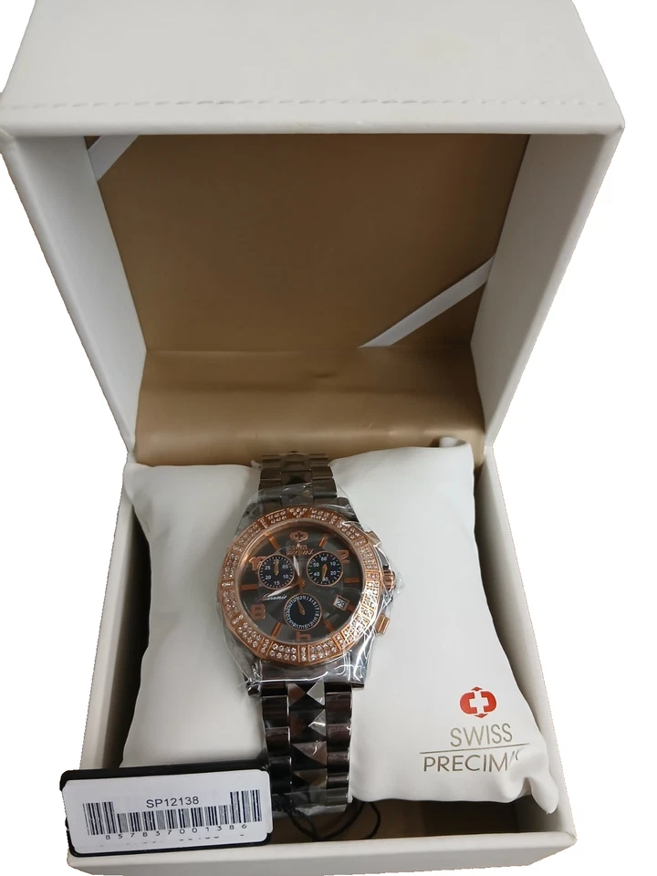 Reloj Hombre Swiss Precimax SP12138 Bisel Oro Rosa Correa Cerámica Negra Foto 1 de 1