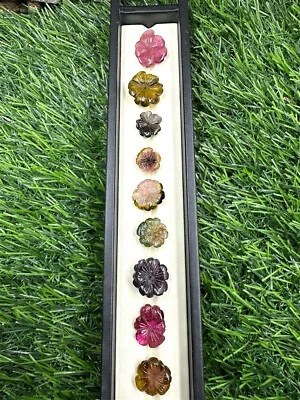 Natural Tourmaline Flower Carving Loose Gemstone, Tourmaline Jewelry Making Gems - Image 1 of 4