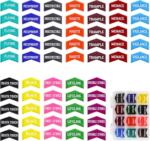 Juego de 60 contadores de palabras clave y caja de fichas Magic The Gathering codificados por colores para juegos de cartas - Imagen 1 de 6