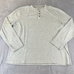 St John’s Bay Mens LS Gray 3 button Henley Shirt Size XL - Foto 1 di 5