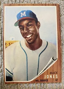 1962 Topps Mack Jones Braves Rookie RC #186 Baseball Card - Picture 1 of 2